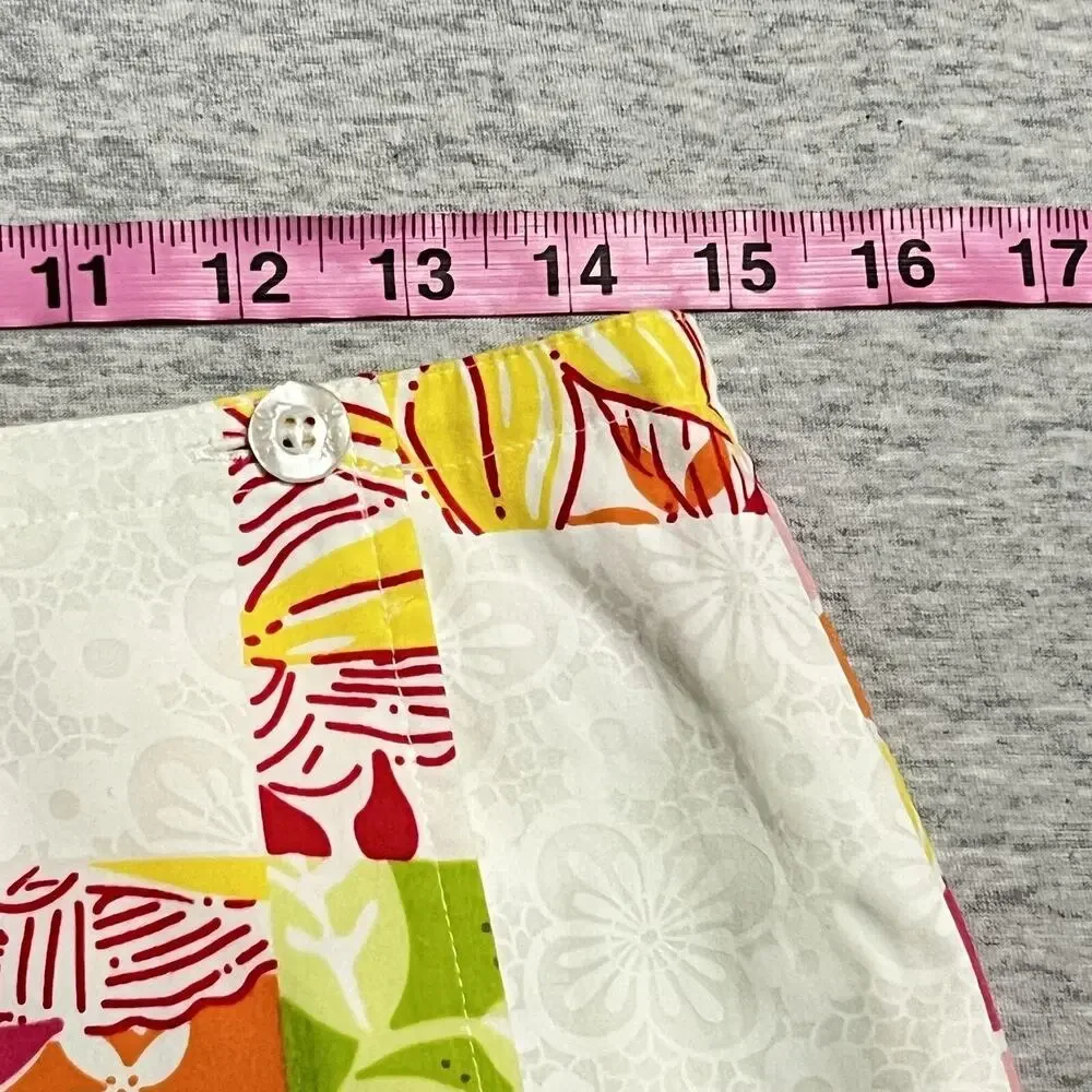 Lilly Pulitzer Wrap Skirt‎ Womens 4 Pink Reversible Patchwork Lemon Lime Vintage